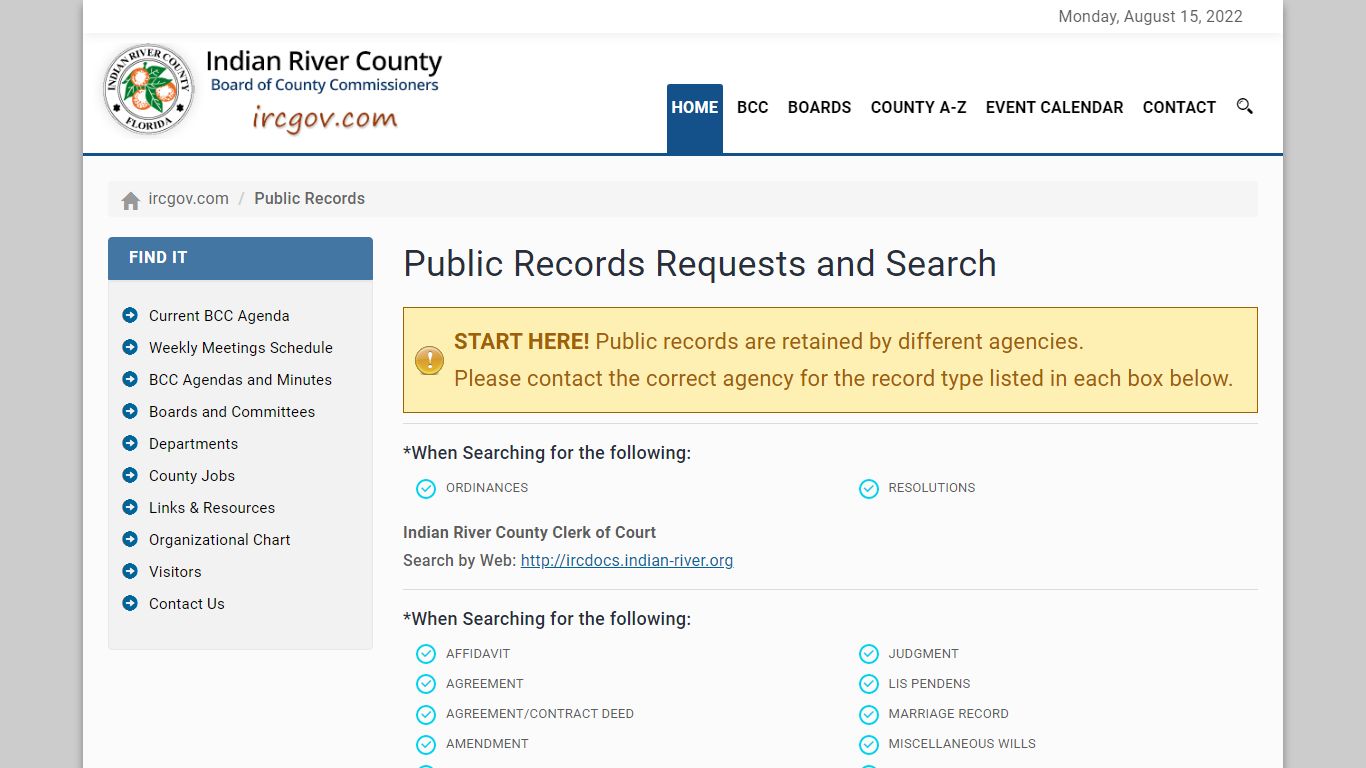 Public Records - Indian River County, Florida